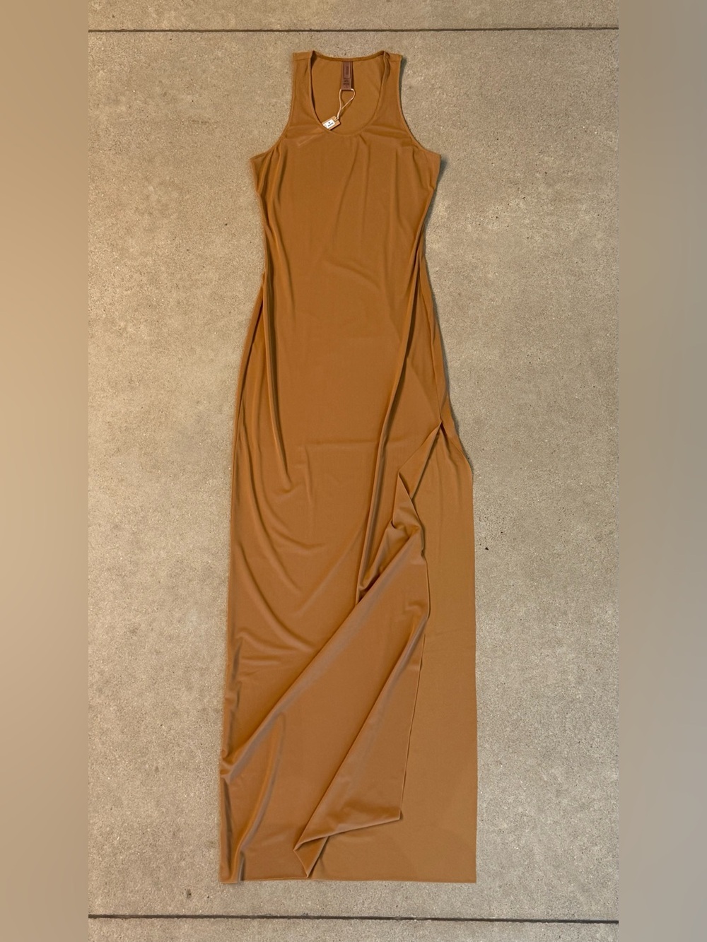 SKIMS Mesh Cover-Up Slip Dress Almond Sheer Midi NWT Small